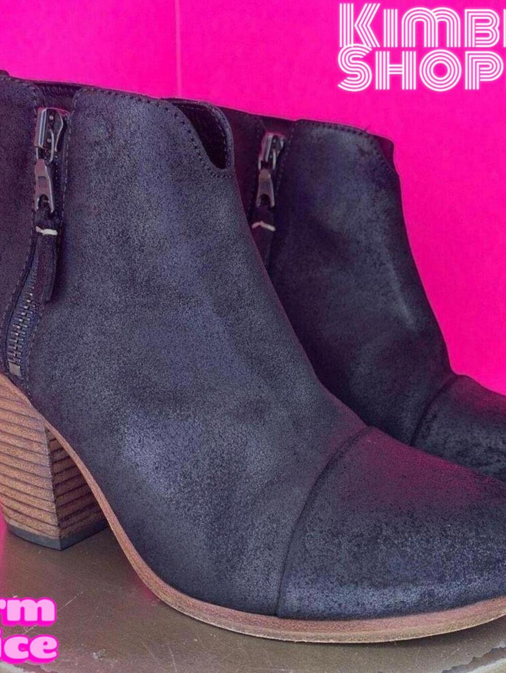 Rag & Bone Margot Black Waxed Suede Double Zipper Heeled Ankle Boot EU 36 UK 3
